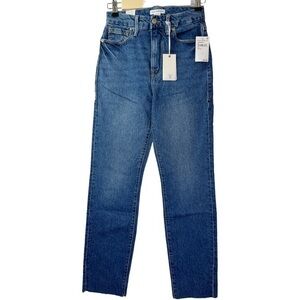 GOOD AMERICAN NWT WOMEN’S GOOD CLASSIC HIGH RISE RAW HEM JEAN SZ 0/25